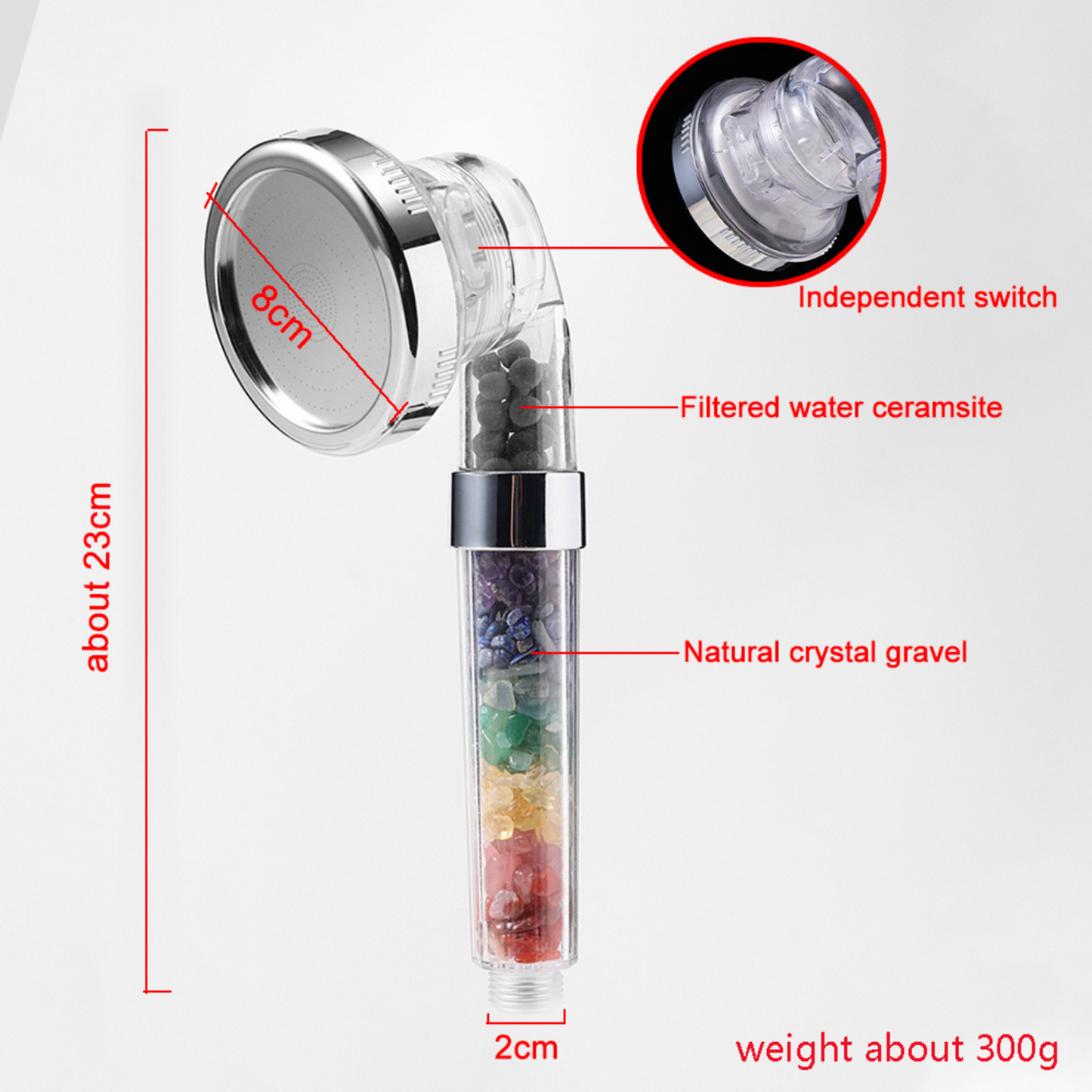 Natural Gemstone 7-Chakra Crystal Shower Head