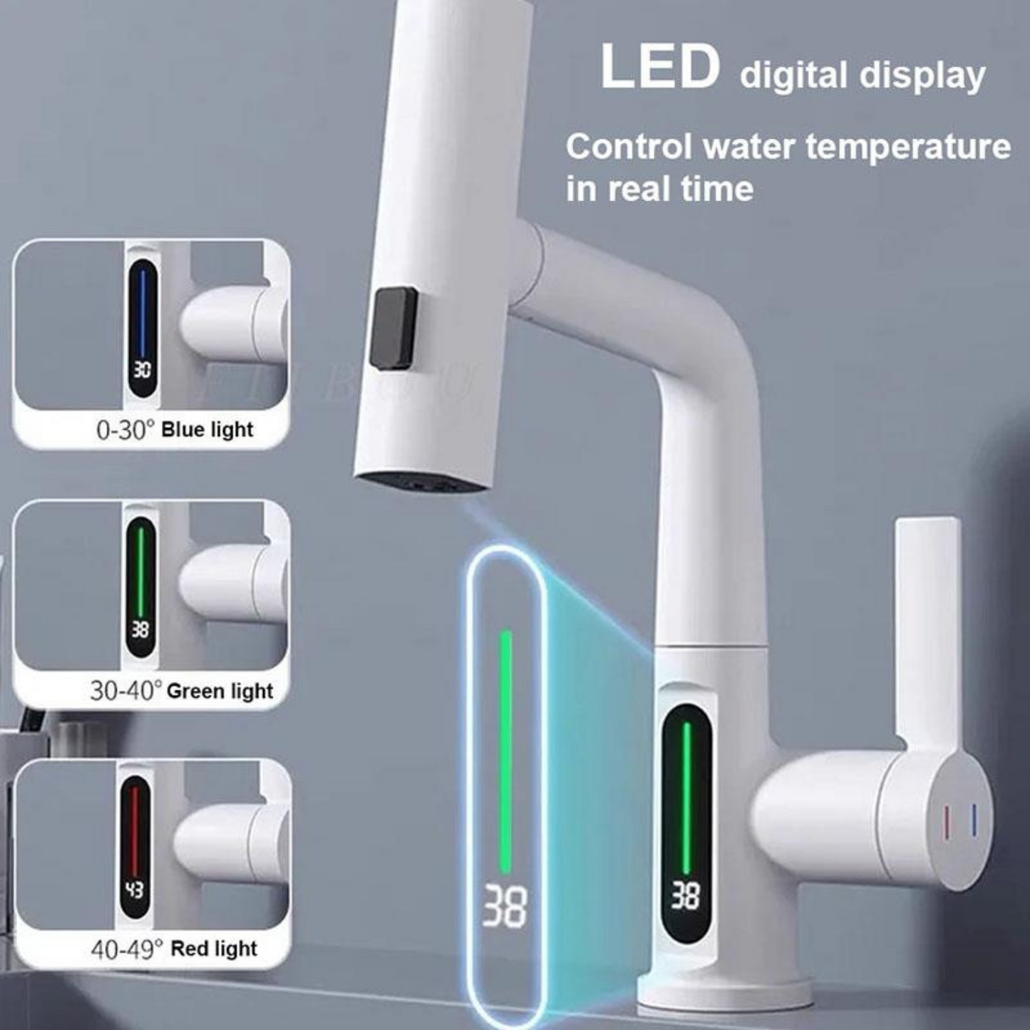 Waterfall Temperature Display Faucet